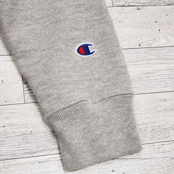 Champion Reverse Weave Hoodie Chenille Spellout Logo Streetwear Gray Mens L - Picture 5 of 12